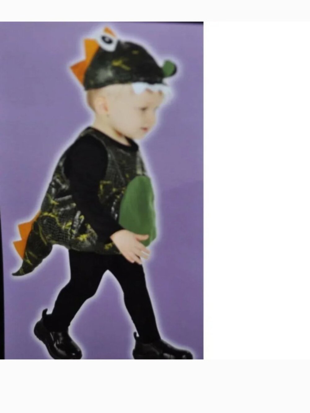 Dinosaur Halloween Costume 1/2 years Green Puffer Plush Vest, Hat Unisex Toddler